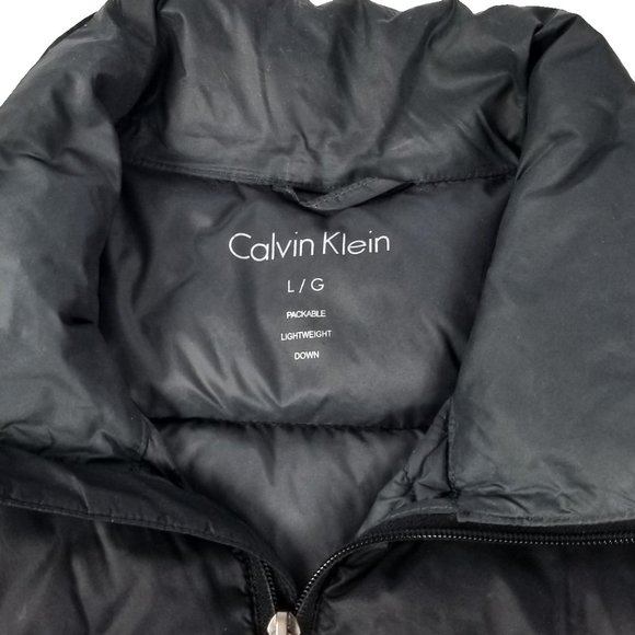 Calvin Klein Puffer Lightweight Duck Down Men's Large Black Jacket Coat - Picture 4 of 9